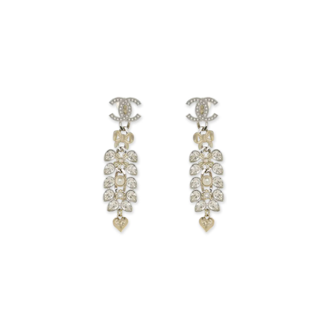 Ch**el crystal and pearl dangle earrings abe454
